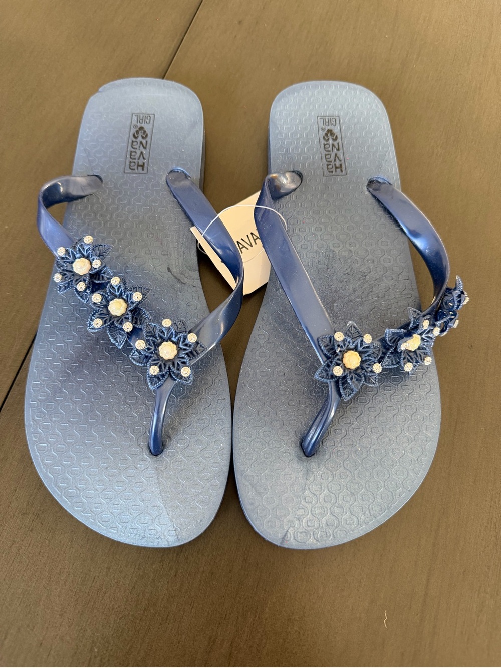 NWT Havana Blue Floral Jelly Flip Flops Size 9